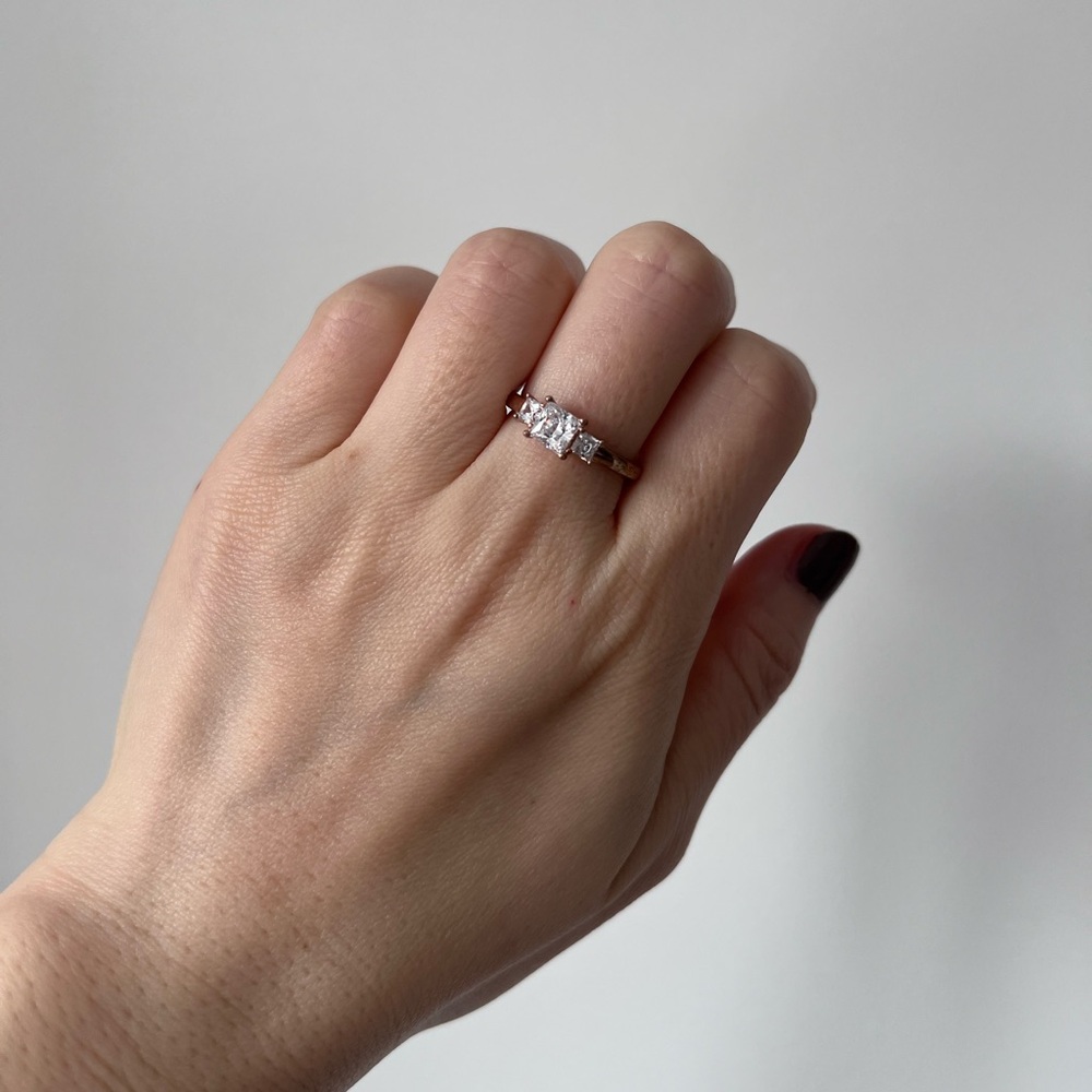 NEW Diamonique Princess 3 Stones Diamond Ring